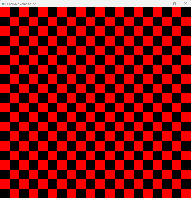 Black and red checkerboard view